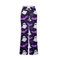 thumbnail image 5 of Halloween Pumpkin & Spider Print Wide Leg Pants for Women, 1-Pc Drawstring Loose Palazzo Trousers — Soft Breathable Lounge Bottoms & Halloween Pajama Pants Multicolor L, 5 of 6
