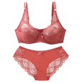 thumbnail image 4 of Lencería Sexy de encaje de talla grande para mujer, Conjunto de sujetador de copa BCDE transparente y grueso, ropa interior transpirable, bragas, 4 of 5