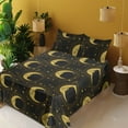 thumbnail image 2 of Ambesonne Celestial Fitted & Flat Sheet with Shams 4 Pcs Set, Bohemian Moon Stars Orbit, Calking, Pale Earth Yellow Mustard, 2 of 5