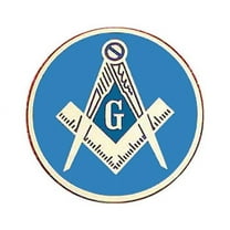 Round Masonic Car Emblem Compass & Square over Blue - Masonic Car Emblem Disc