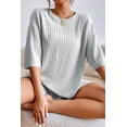 thumbnail image 4 of Women's Gray Plain Ribbed Loose Fit Two Piece Lounge Set, 4 of 4