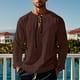 thumbnail image 1 of pstuiky Camisas de manga larga abrigadas para hombre, Blusa informal de manga larga con cuello en V y tirantes sueltos para hombre Tops de hombre m, 1 of 8