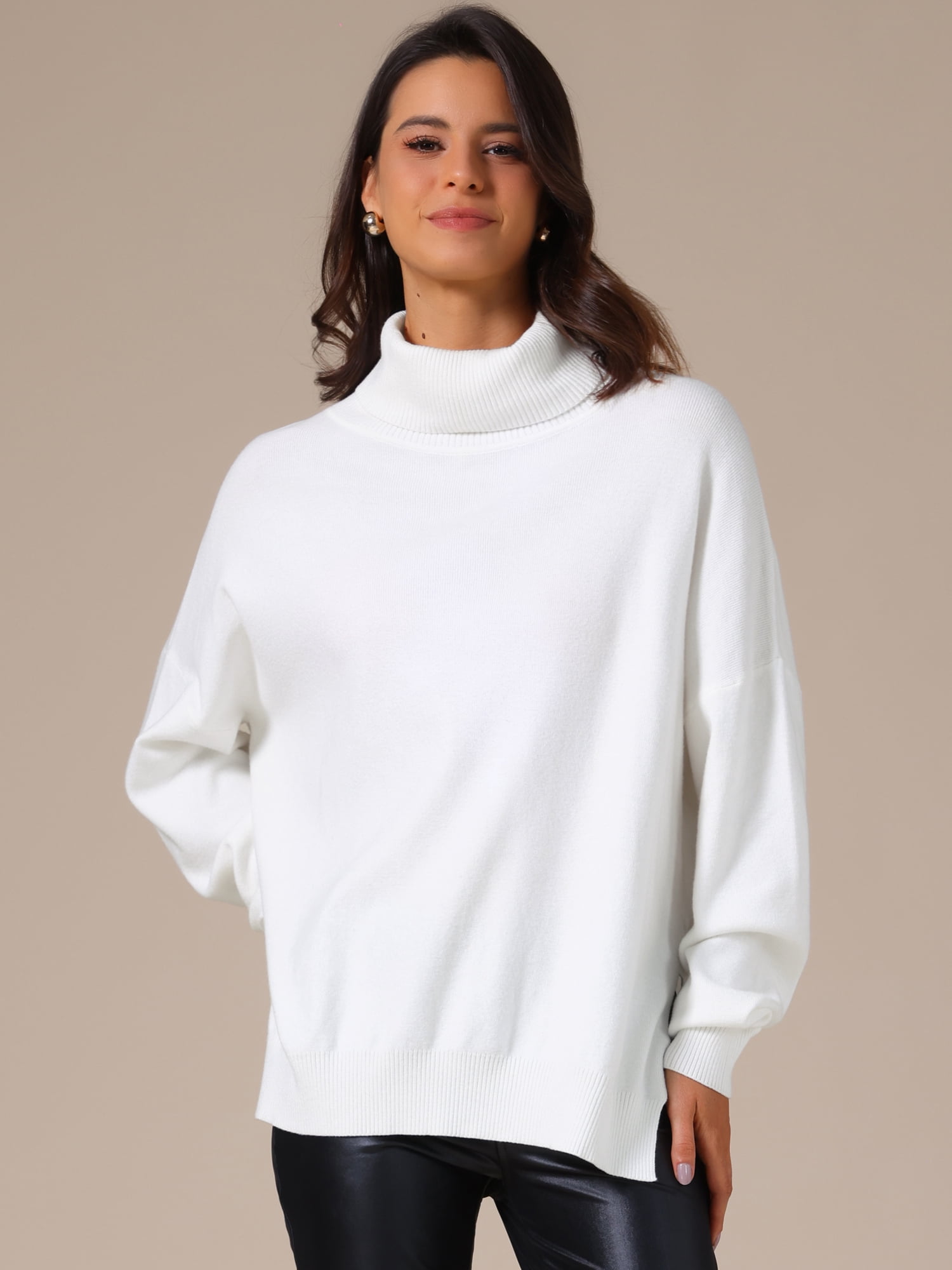 DARING DIVA Turtleneck Sweater Pullover Fall Winter Outfits XL White