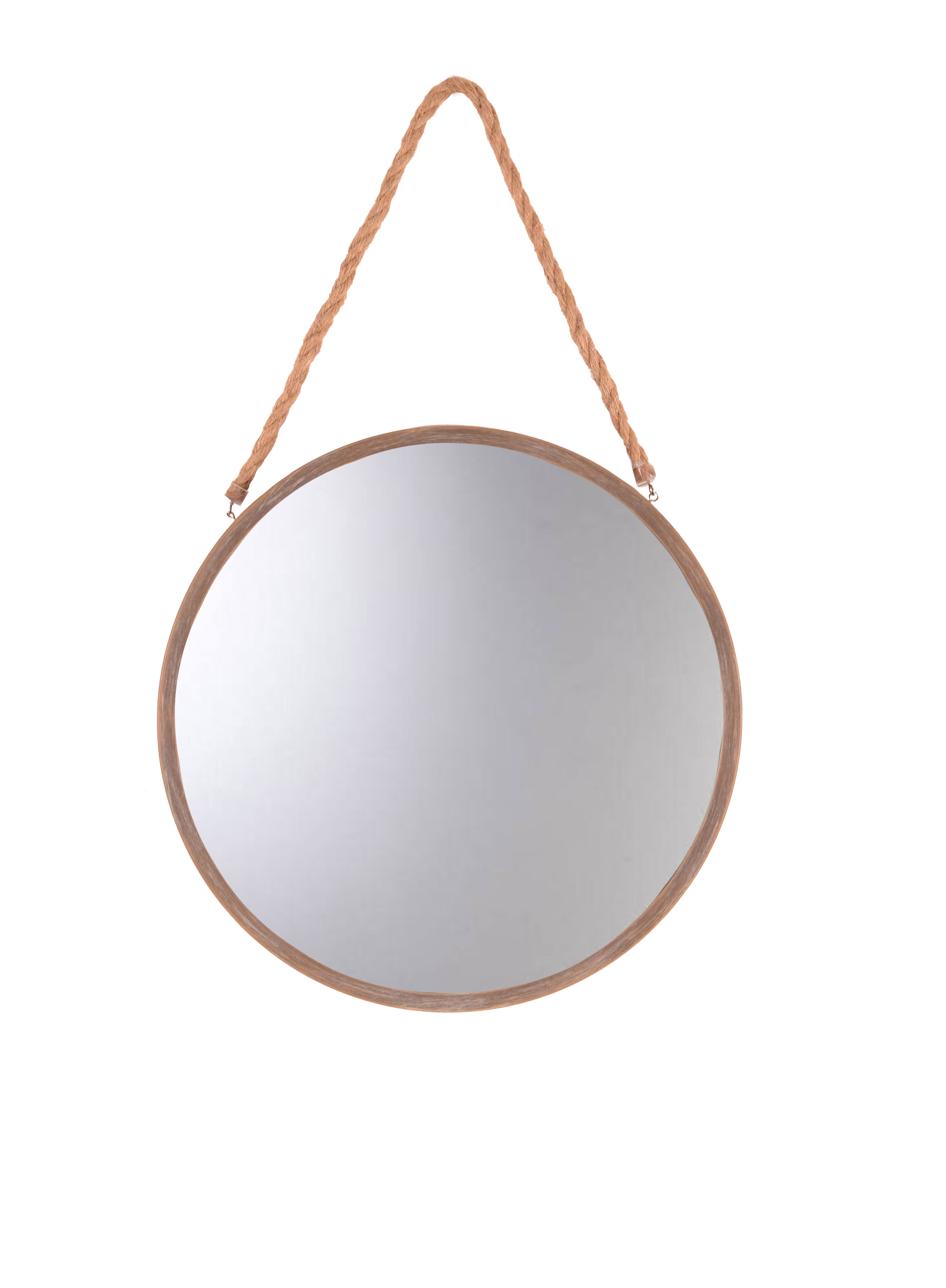 Better Homes and Gardens 16 inch Natural Finish Round Mirror with Rope