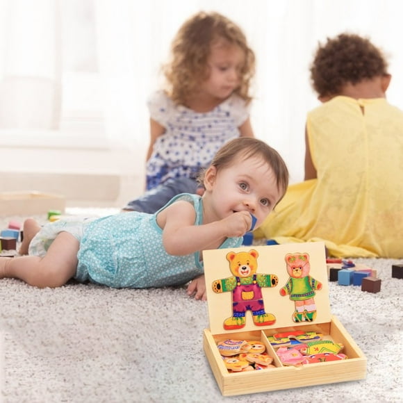 Kids Basic Skills Puzzle Board Dress Your Bear Learning Board Toy