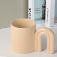 thumbnail image 5 of 400ml personalized solid color door handle ceramic cup modern art mug large capacity breakfast milk coffee cup-Beige, 5 of 5