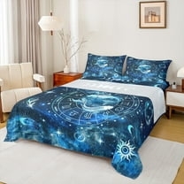 Homewish Gold Fish Twin Sheet Sets,Bohemian Moon Sun Twin Fitted Sheet,Boho Style Flat Sheet For Boys Kids,Super Cozy Room Decor,3pcs