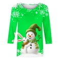 thumbnail image 4 of UPPADA Womens Merry Christmas 3/4 Sleeve Shirt Christmas Tree Print Blouses Great Gifts Winter Holiday Top Christmas Matching Outfit Green,M, 4 of 5