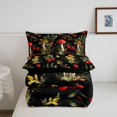thumbnail image 5 of Homewish Boho Plant Mushrooms Queen Comforter Set,Vintage Botanical Comforter Sets Queen,Black,Black Reversible,3pcs,1 Comforter and 2 Pillowcases, 5 of 7