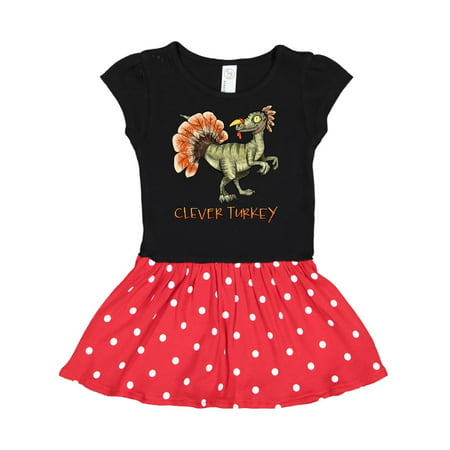 

Inktastic Clever Turkey Thanksgiving Dinosaur Gift Toddler Girl Dress