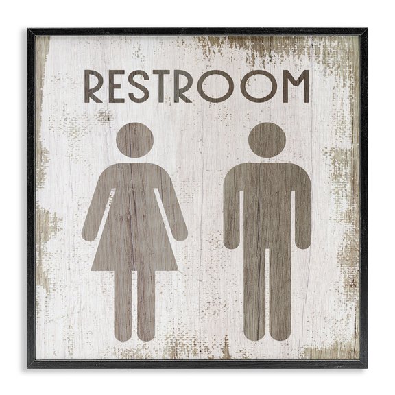 Stupell Industries Shabby Chic Vintage Restroom People Silhouettes Black Framed Giclee Art, 24 x 24, by Lil' Rue