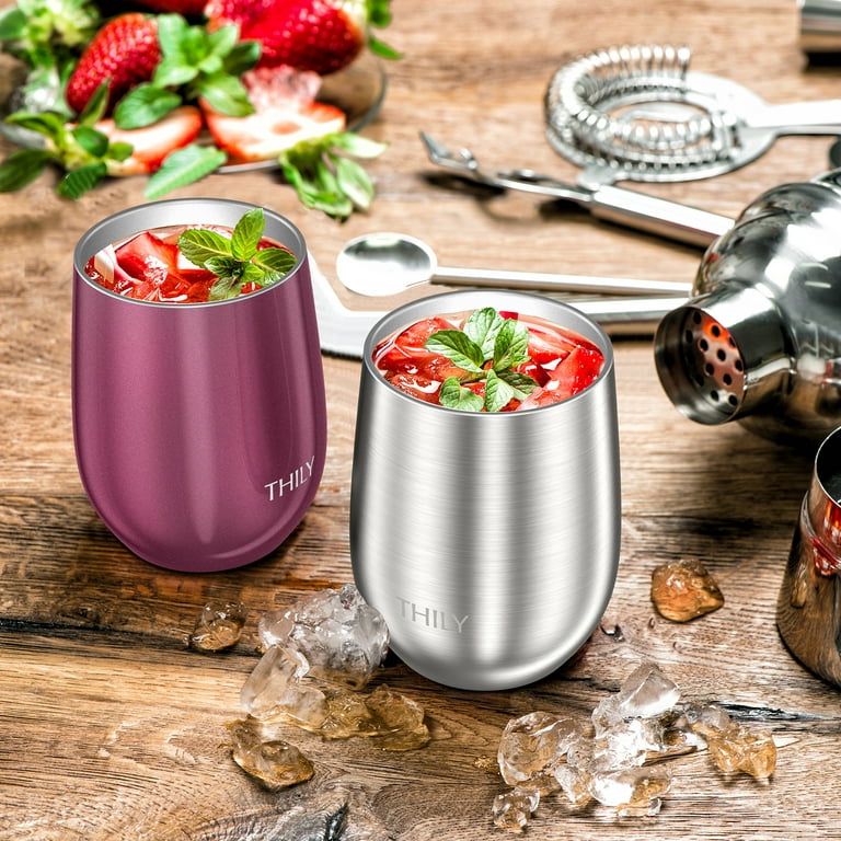Stainless Steel Wine Tumblers With Lid and Straw Vinyl Wine 