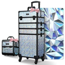 Byootique Makeup Train Case Kit with Cube Case Cosmetic Organizer Mermaid Silver
