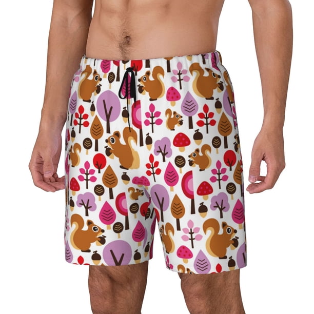 Balery Squirrel In The Forest Bañador para hombre, shorts de playa de secado rápido con entrepierna y forro de compresión-X-Large