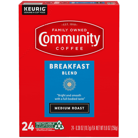 Community Coffee Breakfast Blend Single-Serve Coffee Pods, Medium-Dark Roast, 24 Count Box Compatible with Keurig 2.0 K-Cup Brewers ( 3 Box )