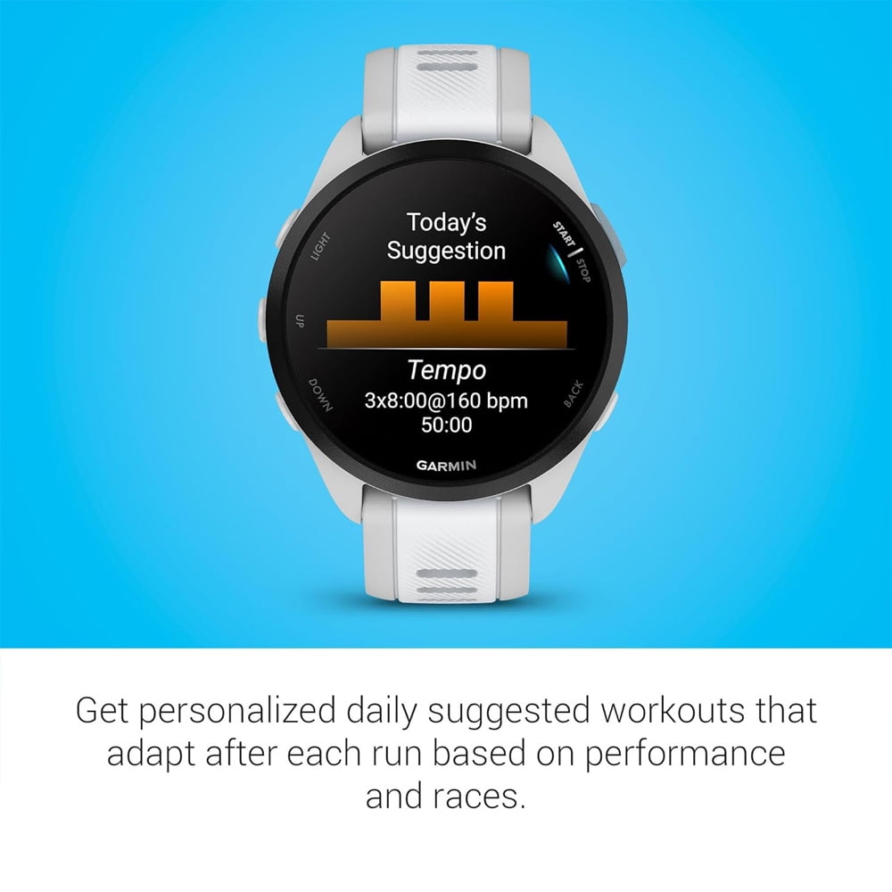 Garmin 010-02863-21 Forerunner 165 Smart Sport Watch, Mist Gray + Whitestone Bundle with 2 YR CPS Enhanced Protection Pack| Official Garmin USA Dealer
