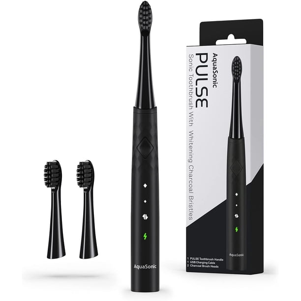 Aquasonic Pulse Ultra Whitening Electric Toothbrush W Activated Charcoal Whitening Bristles Sonic Rechargeable Toothbrush 3 Modes Smart Timers Lasts 45 Days Home Travel Toothbrush Walmart Com Walmart Com