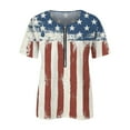 thumbnail image 4 of Dyegold Summer Tops for Women 2023 Trendy, 1/4 Zip V Neck Tops for Women Summer Plus Size Patriotic US Flag Print Tshirts Short Sleeve Loose Fit Blouse ​Tunics, 4 of 5