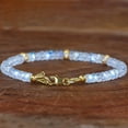 thumbnail image 2 of Rainbow Moonstone 3-3.5mm Rondelle Shape Faceted Cut Beads 7 inch Gold Plated Clasp Bracelet for men, women, unisex. Link Chain Stacking Bracelet.|LINK_05678, 2 of 4