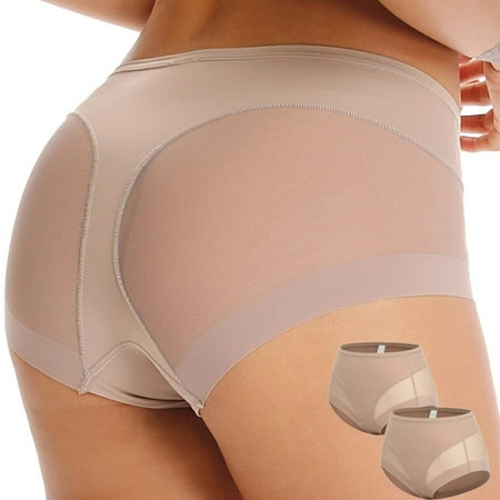 2 Pack Tummy Control Shapewear Panties for Women Butt Lifting Underwear Mesh Body Shaper Underwear Cincher Panty Girdle