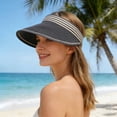 thumbnail image 2 of Sun Hats for Women Color Blocking Wide Brim Sun Hat Boho Beach Hat, 2 of 5