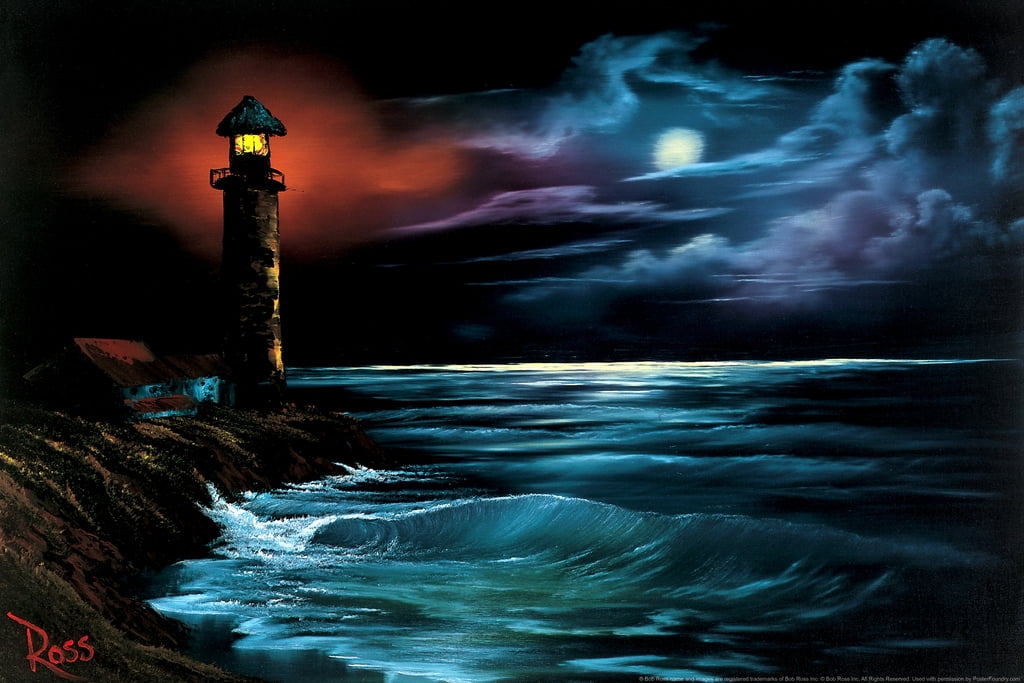 Bob Ross Night Light Art Print Painting Bob Ross Poster Bob Ross ...