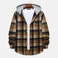 thumbnail image 4 of IROINNID Shacket for Men Button Down Comfy And Winter Long Sleeve Solid Color Shirt Top Plaid Hooded Shirt,Khaki, 4 of 9
