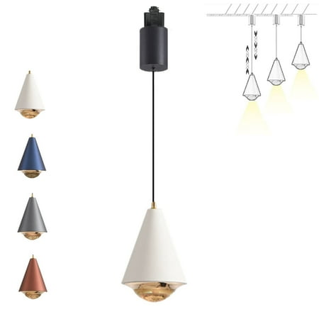 

FSLiving H Type Track Pendant Light Creative Lifting Pendant Light Retractable Adjustable Lighting Fixture with Aluminum&Glass Shade 7W 3000K Warm Lighting - 1 Light (White)