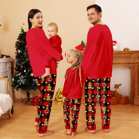 

Matching Family Pajamas Sets Christmas PJ s Sleepwear Gr1nch Printed Top and Pants