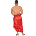thumbnail image 3 of HAPPY BAY Men's Standard Casual Sarong Long Pareo Beach Wrap One Size Ruby, Mandala Summer Vacation Party, 3 of 4