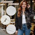 thumbnail image 6 of COEQINE Women's Bomber Jacket Full Zip Loose Fit Blazer Jackets Long Sleeve Cropped Motorcycle Coat Streetwear with Pockets, 2025 Fall Winter Outfits, Medium, Tropical Hibiscus Floral, 6 of 7