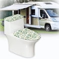 thumbnail image 6 of HELLHERO Polyester Toilet Lid Seat Cover Set for Hotel Holiday Dressing Toilet Seat Protector with Elastic Bottom 2 Piece, Leaf, 6 of 8