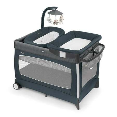 Chicco Lullaby Playard Baby Playpen w/ Bassinet & Chaining Station, Poetic Gray