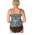 thumbnail image 2 of Swim Solutions Women's Printed V-Neck Ruffled Tankini Top, Black, 12, 2 of 2