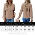 thumbnail image 2 of Blusa Mangas Largas Camisas con botones para mujer, blusas elegantes de punto informales, blusas cómodas para primavera y otoño Cgtredaw Caqui T XL para Mujer, 2 of 6