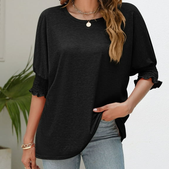 pstuiky Short Sleeve Shirts for Women Comfort Crew Neck Solid Color Tops Casual Loose Fit Button Casual Work Shirts Going Out Tops