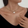 thumbnail image 1 of FcBaudy Collier pour Femmes, Bijoux pour Femmes, Bijoux pour Femmes en Acier Inoxydable Perle Ronde Collier Étoile Personnalité Belle Élégante Dame Collier Clavicule en Acier Titane Collier Clavicule, 1 of 6