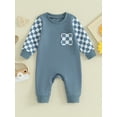 thumbnail image 2 of Bagilaanoe Newborn Baby Girl Boys Fall Jumpsuit Checkerboard Print Long Sleeve Bodysuit 3M 6M 12M 18M Infant Casual One Piece Romper, 2 of 8
