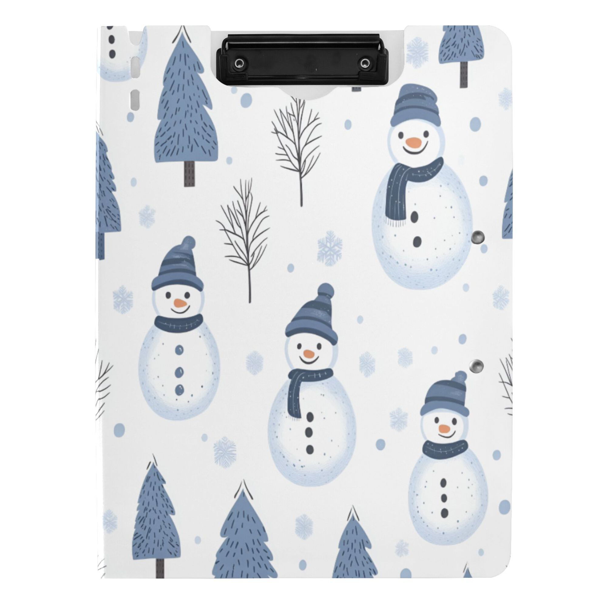 FORMRS A4 Clipboard Folder with Pen Holder Horizontal Foldable School Office Binder, Cartoon Snowmen