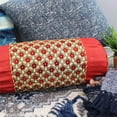thumbnail image 3 of Natural Geo Gao Takiya Bolster Cylindrical Pillow in Red/Gold (Set of 2), 3 of 5
