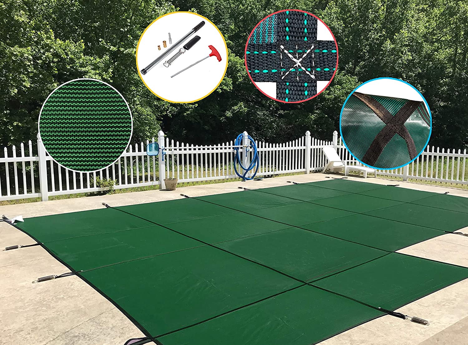 WaterWarden in-Ground Pool Safety Cover Fits 20’ x 40’, Left Step, UL Classified to ASTM F1346
