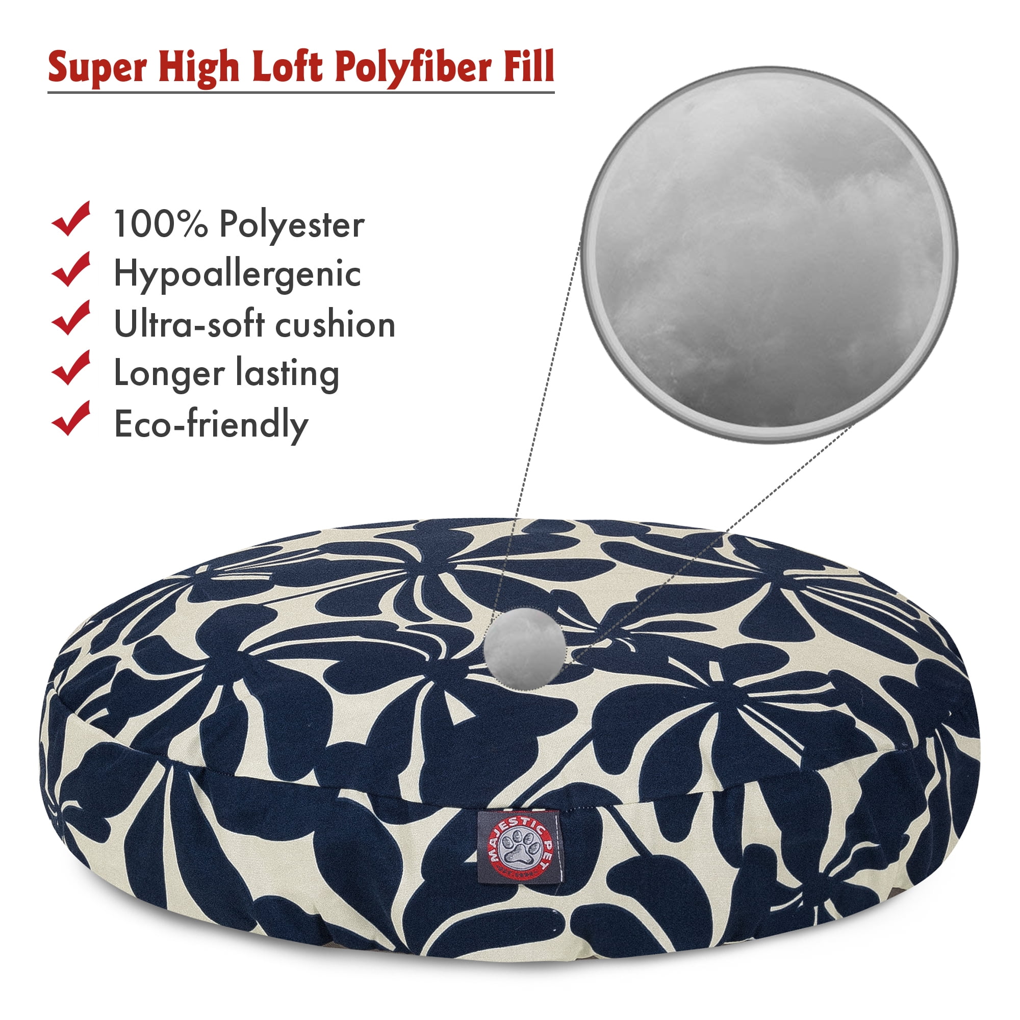 Majestic Pet | Plantation Round Pet Bed For Dogs, Removable Cover, Navy Blue, Small