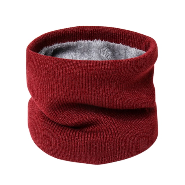 Qarigey Bufandas de punto cálidas Unisex para hombre y mujer, bufandas de punto elásticas gruesas, calentador de cuello para niños, bufanda Sombreros vino tinto