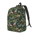 thumbnail image 1 of Disketp Flamingos And Palm Leaves print Canvas Backpack Lightweight Travel Daypack Student Rucksack Laptop Backpack-Medium, 1 of 5
