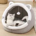 thumbnail image 3 of Pet Caca Small Washable Cozy Cat Bed Cave, Gray, 3 of 6