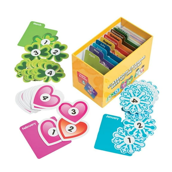 Fun Express Classroom Calendar Bulletin Board with Double-sided Daily Calendar Pieces, 462 Count