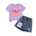 thumbnail image 4 of hengsof Ensemble Deux Pièces Jupe à Manches Courtes Imprimé Ours avec Nœud Doux pour Filles, Jupe à Manches Courtes Col Rond Taille Élastique Ensemble Décontracté Confortable, 4 of 6