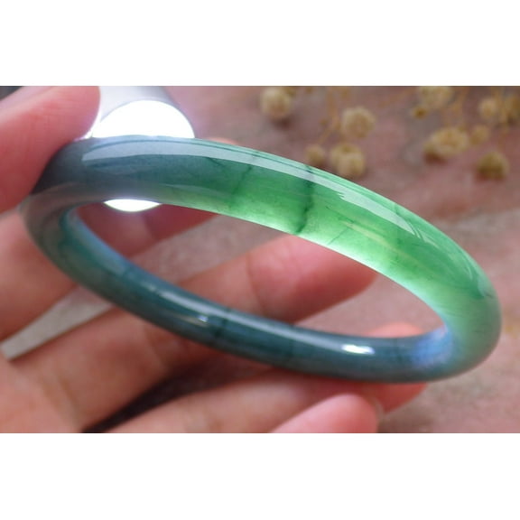 Certified Green Burma 100% Natural A JADE Jadeite Circle Bangle Bracelet 55 mm 673521 TN