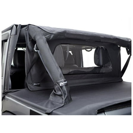 Rampage by RealTruck Windbreaker | Vinyl, Black Diamond Color with Clear Windows | 990035 | Compatible with 2007 - 2018 Jeep Wrangler JK 2-Door & 4-Door