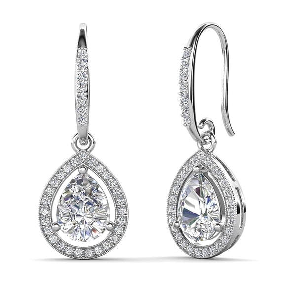 Cate & Chloe Isabel 18k White Gold Teardrop Earrings with Crystals